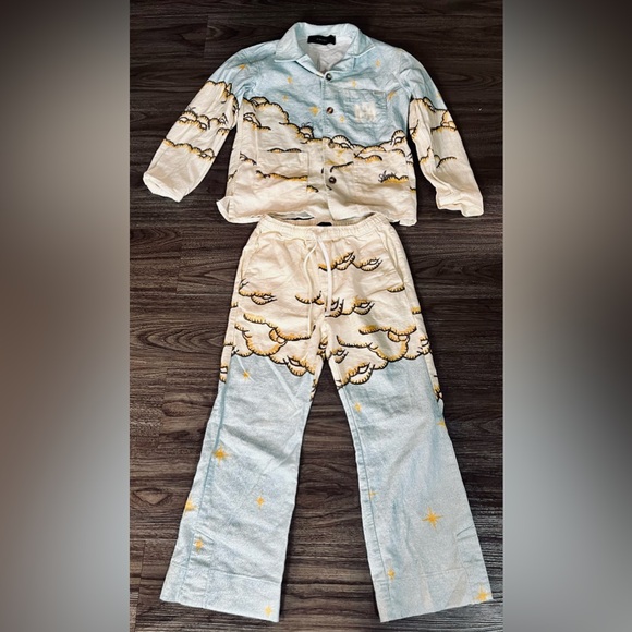 AMIRI Kids Blue Sunscape Shirt And Pants Sz 8y (read Description) - Picture 2 of 8